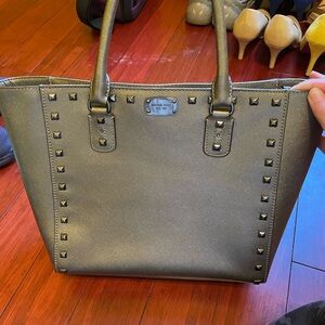 Michael Kors Saffiano Stud Tote Grey
